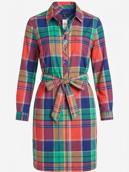 Talbots Dresses & Skirts - Talbots Multi-Color Plaid Shirt Dress with Belt Tie